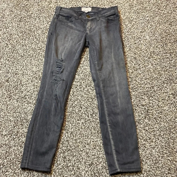 Current/Elliott Skinny Low/Waist Jeans “Bleach Out Night/Studs” - Picture 4 of 10